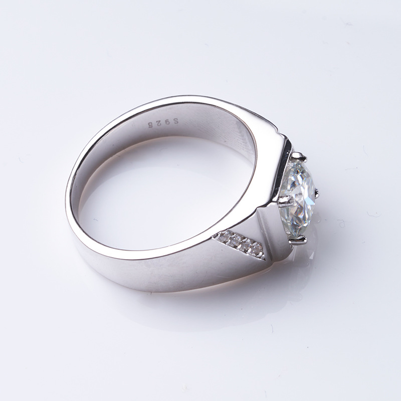 925 plata esterlina granada anillo de hombre rojo y negro moissanita anillo masculino chapado pt950 oro fábrica al por mayor en stock