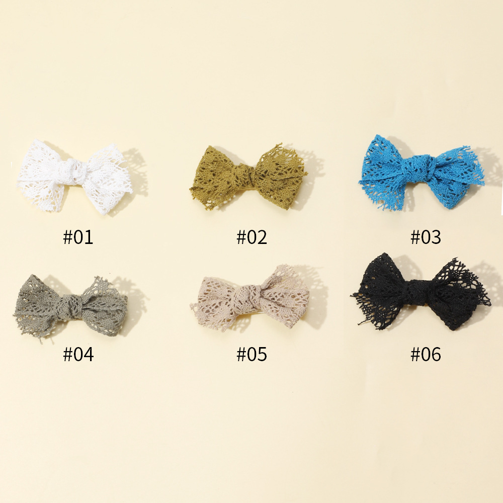 Nuovi accessori per capelli per bambini transfrontalieri Forcina per capelli con fiocco in pizzo per bambini europei e americani, non danneggiano i capelli, clip laterale all'ingrosso_voghion.com