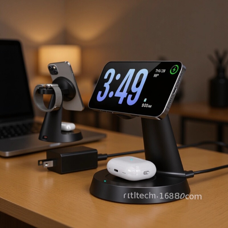 Source Factory Magnetic Three-In-One Wireless Charger Suitable for Google Watch Multi-Device Charging Base Qi2