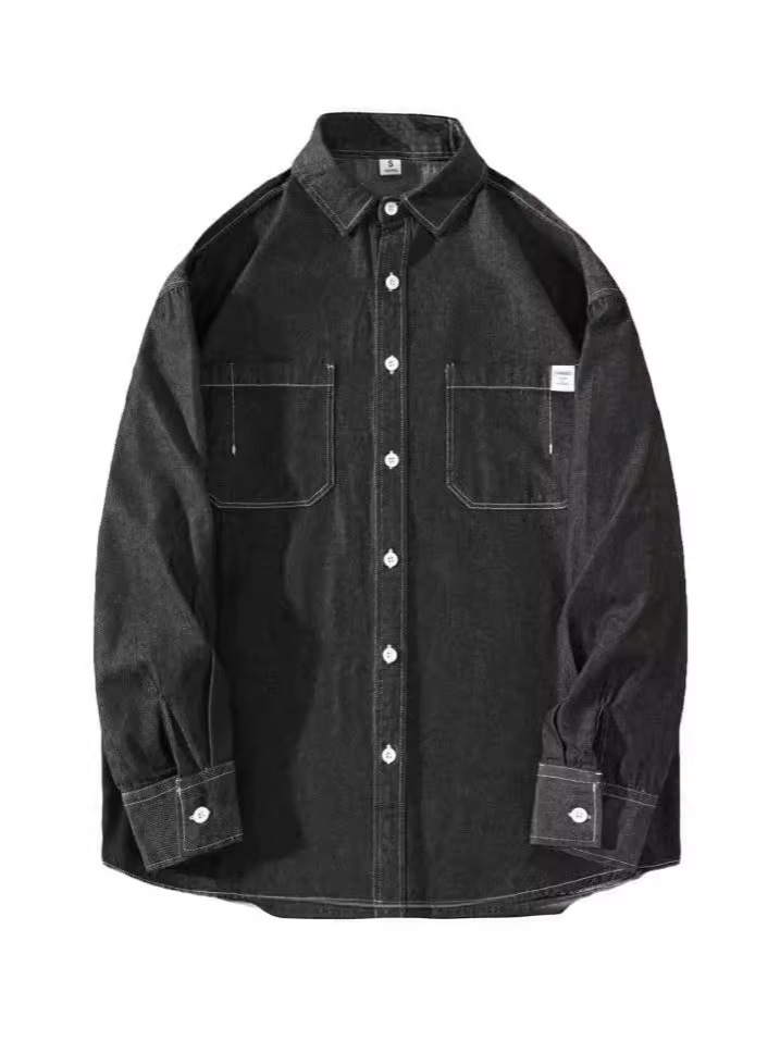 LKTM hombres # camisa hombres Otoño e Invierno Nuevo lavado suelto Denim estilo coreano de moda camisa de manga larga chaqueta de ropa de trabajo
