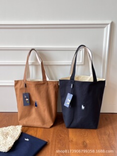 Extra large brand handheld one-shoulder bag, universal double-sided shopping bag, with embroidery