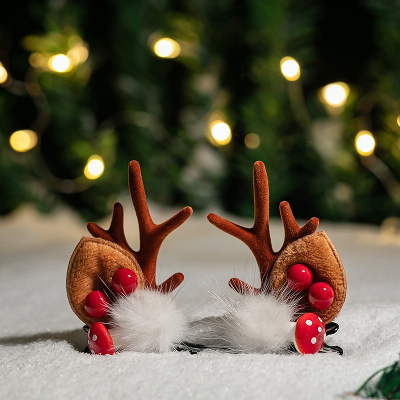 Adorable cabello de Navidad corno de ciervo cinco estrellas cabeza de banda de cabello de Navidad para niños corpos de cabello de decoración accesorios clipes de cabello