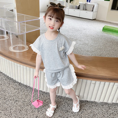 女童夏季套裝2024兒童短袖薄款韓版上衣洋氣連衣裙女寶寶短褲夏裝