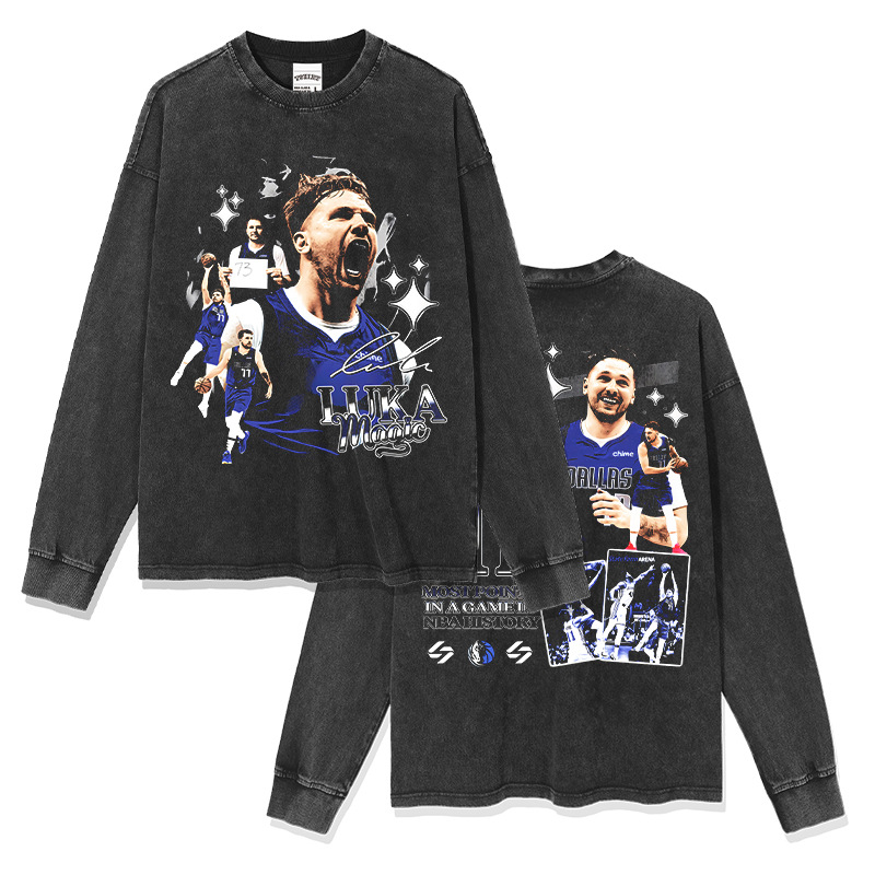 Manga larga negra lavada con agua