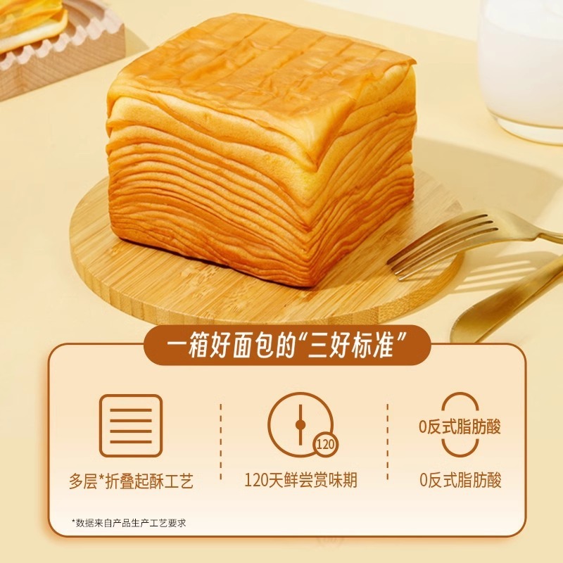 三リス バッファローミルクミルフィーユトーストパン 1000g/箱 朝食の食事代わりミルク風味の手細切り 20個入り|undefined