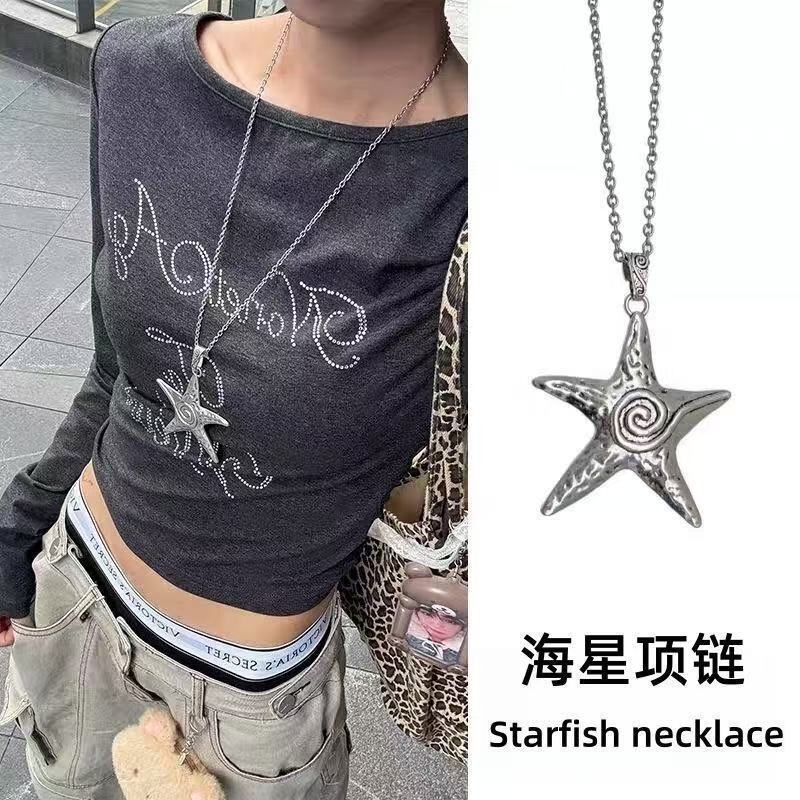Millennial Y2K Star Necklace Long Style 2024 New Autumn and Winter Sweater Chain High-End Layered Sweatshirt Chain