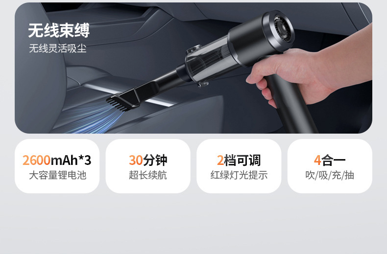 Car Vacuum Cleaner Brushless Motor Portable Large Suction Household Handheld Dust Collector Small Wireless Mini Dust Blower