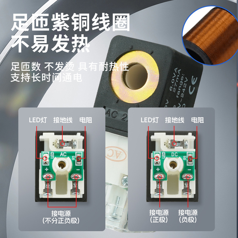 気動電磁弁4v 210年少二位五通dc 24v/ac 220v方向転換電子弁310/410銀色|undefined