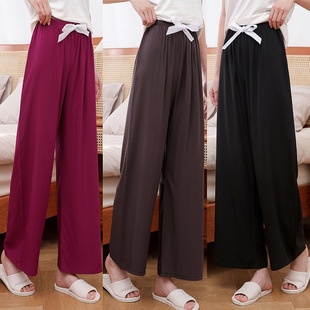 Women's cotton silk pajama pants summer thin rayon straight pants plus size home air conditioning pants Internet celebrity beach sun protection trousers