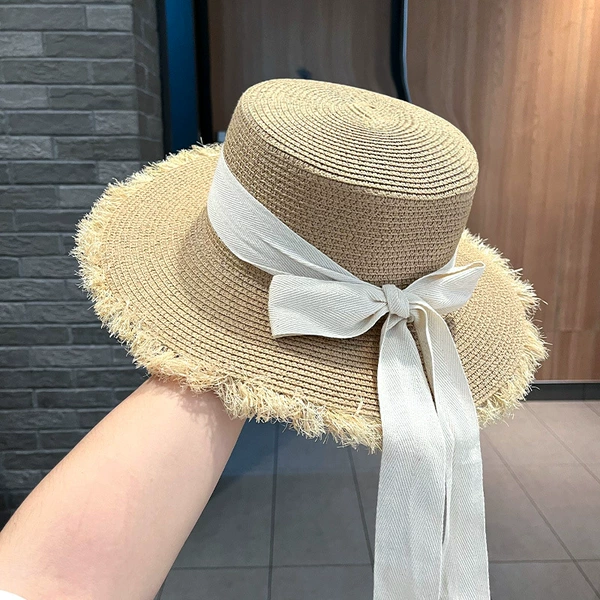 Khaki hat + rice ribbon