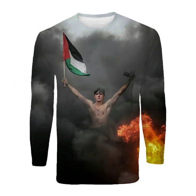 2024 Cross-border e-commerce new model of conflict between Middle East countries and freedom of conflict Palestinian flag 3D digital printing long sleeves