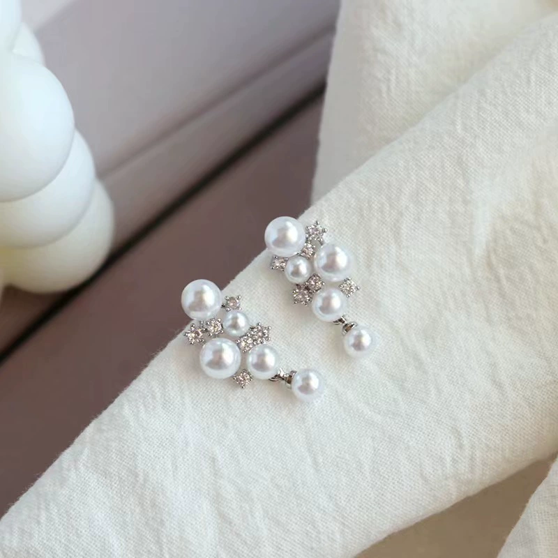 Серебряная игла, модные универсальные серьги из жемчуга, серебро 925 пробы, легкий люксовый стиль, качественный стиль, французский стиль