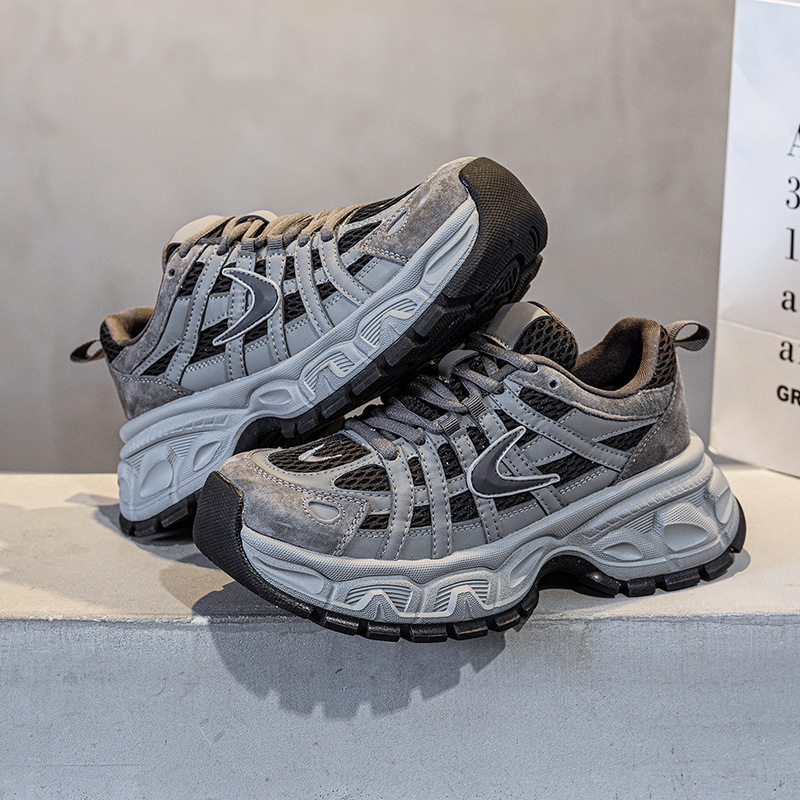 2025 Genuine Leather Mesh Film-Soled Height-Increasing Dad Shoes for Women, New Autumn Versatile Sports Casual Shoes