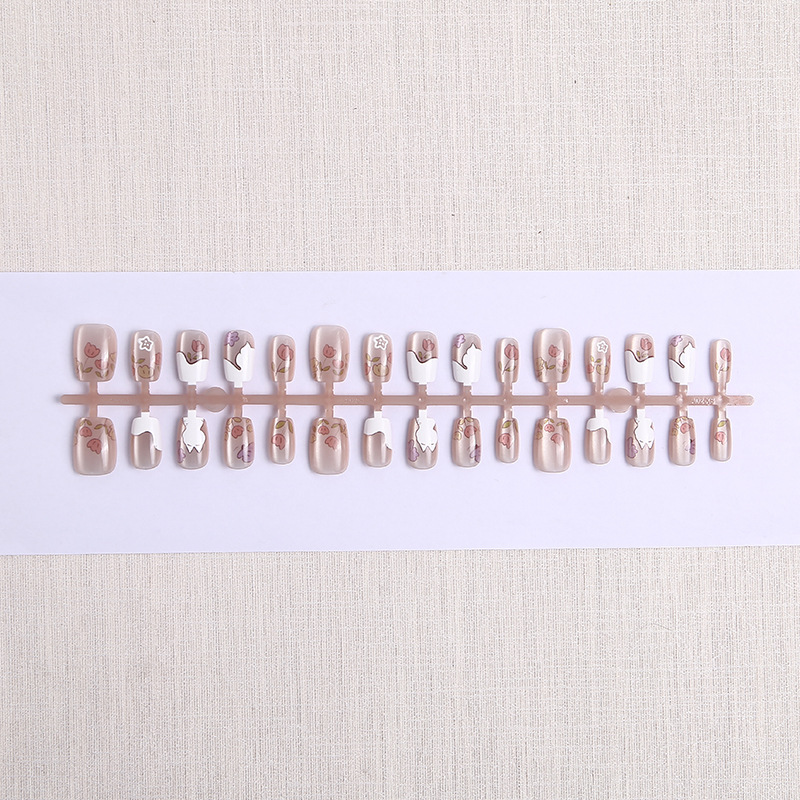 Garden Rose Ice Breathing Wear Nail Art Short Summer Fresh and Cute Nail Stickers 30 Pieces