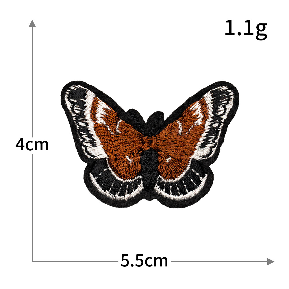 Pegatinas de tela de bordado de mariposa de color, sin costura, bordado por computadora, accesorios de ropa de bricolaje, pegatinas decorativas, pegatinas de parche, personalización al por mayor