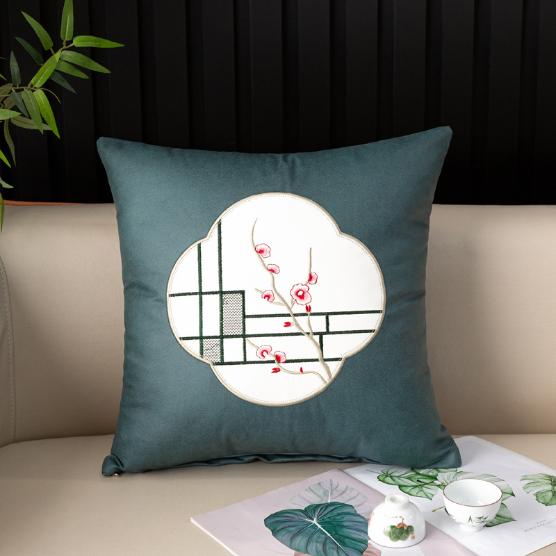 Technology cloth skin embroidery plum pillow pillow set home with decorative living room sofa waterproof cushion office chair waist pillow 3