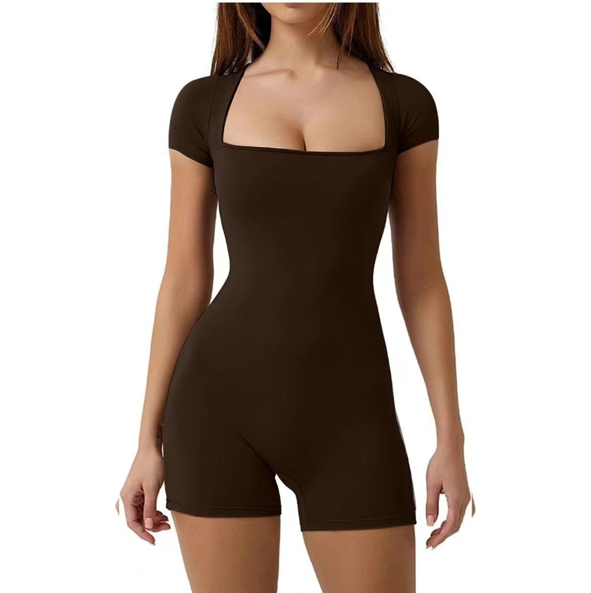 Slim Fit Type Solid Color Pattern Summer, Spring Season Wholesale Women's Classic Style Solid Color Short Sleeve Bodysuits