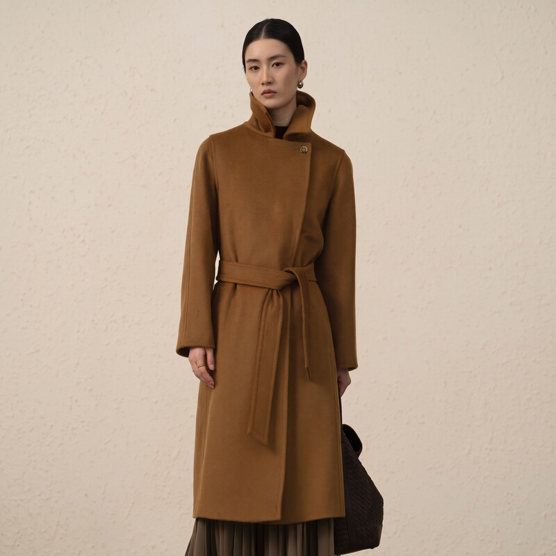 M Brand Water Ripple Mul*N Camel Wool Suit Tie Lining Cashmere Coat Women's Woolen Autumn and Winter High-End M Brand Water Ripple Mul*N Camel Wool Suit Tie Lining Cashmere Coat Women's Woolen Autumn and Winter High-End