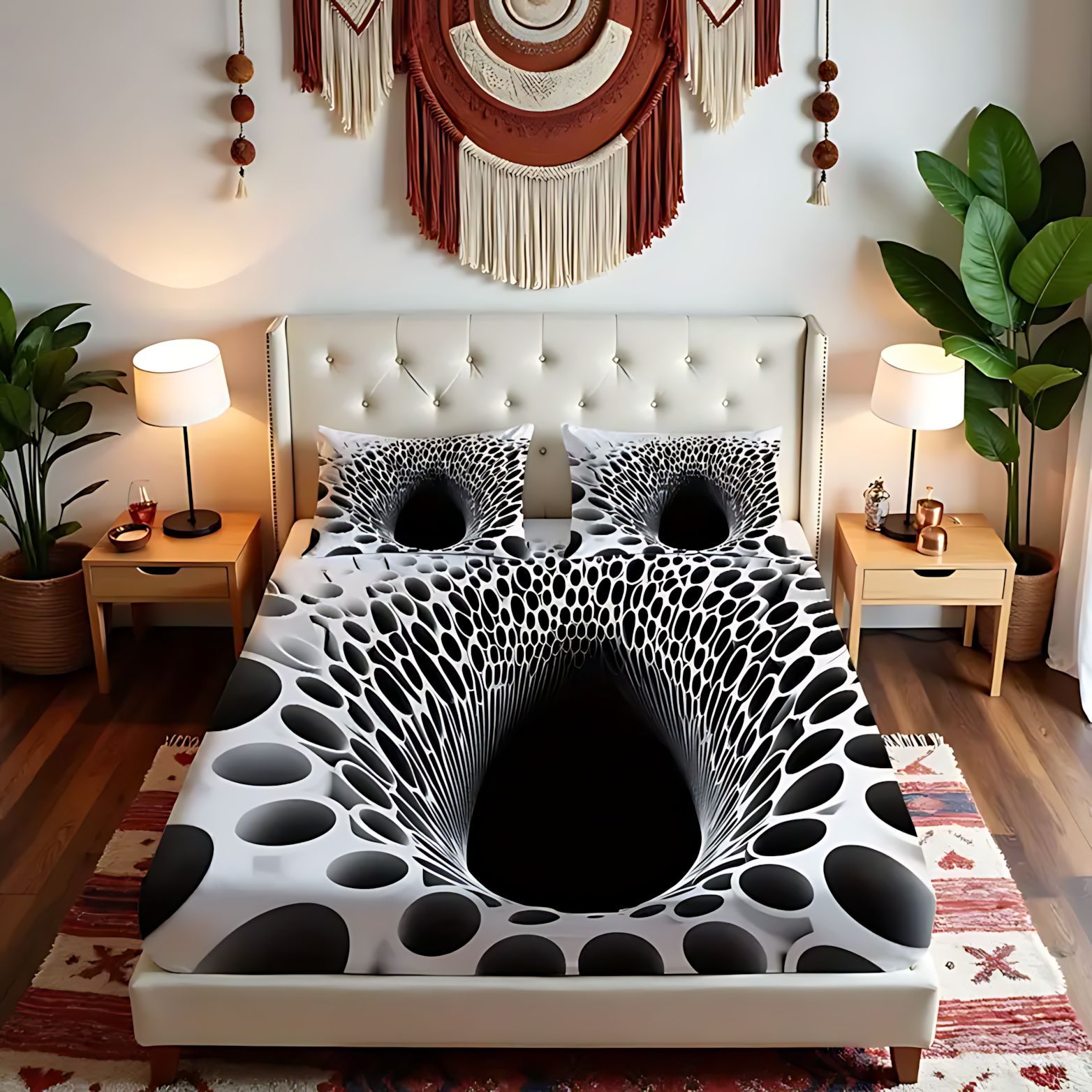 TEMU / JIT Abstracción 3D agujero negro vórtice HD impresión digital cama de cama de cama