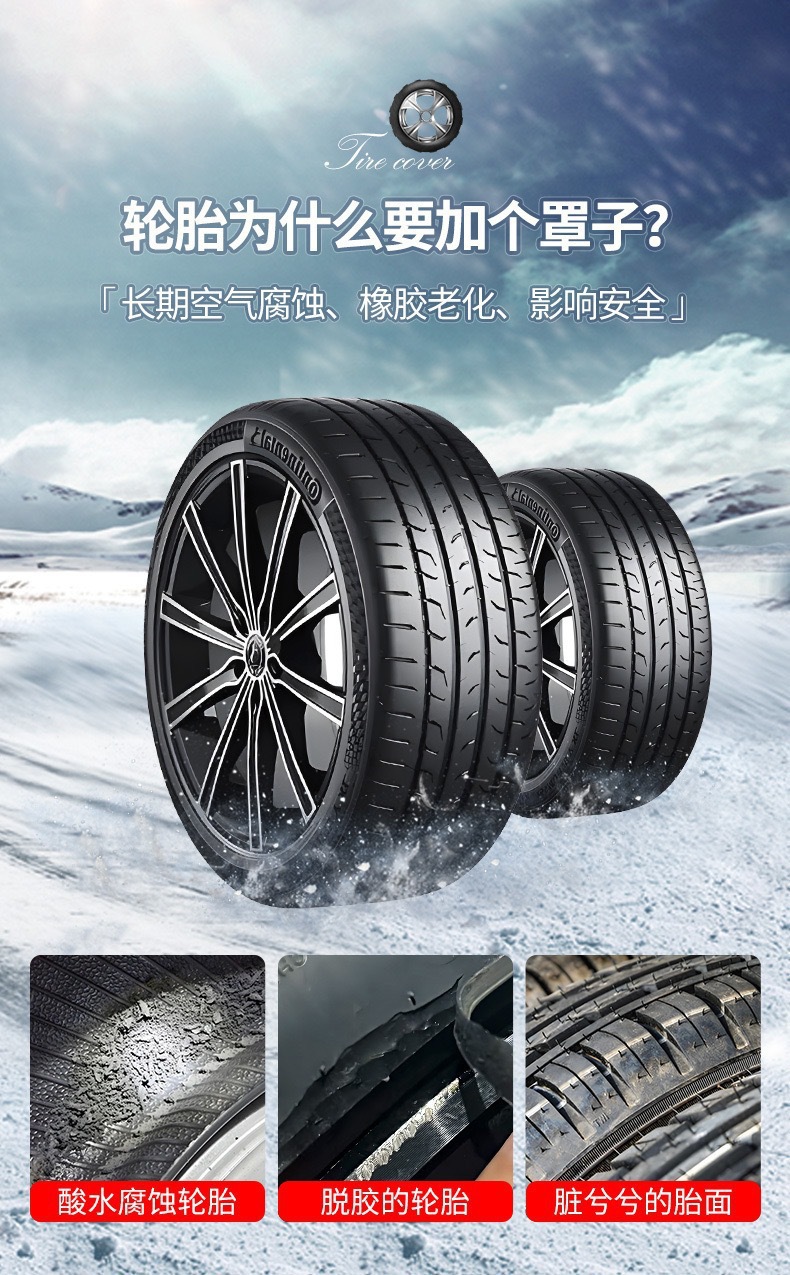 Cross-border bestseller 190T polyester taffeta tire cover, car spare tire cover, snow tire storage bag, wheel cover, protective cover