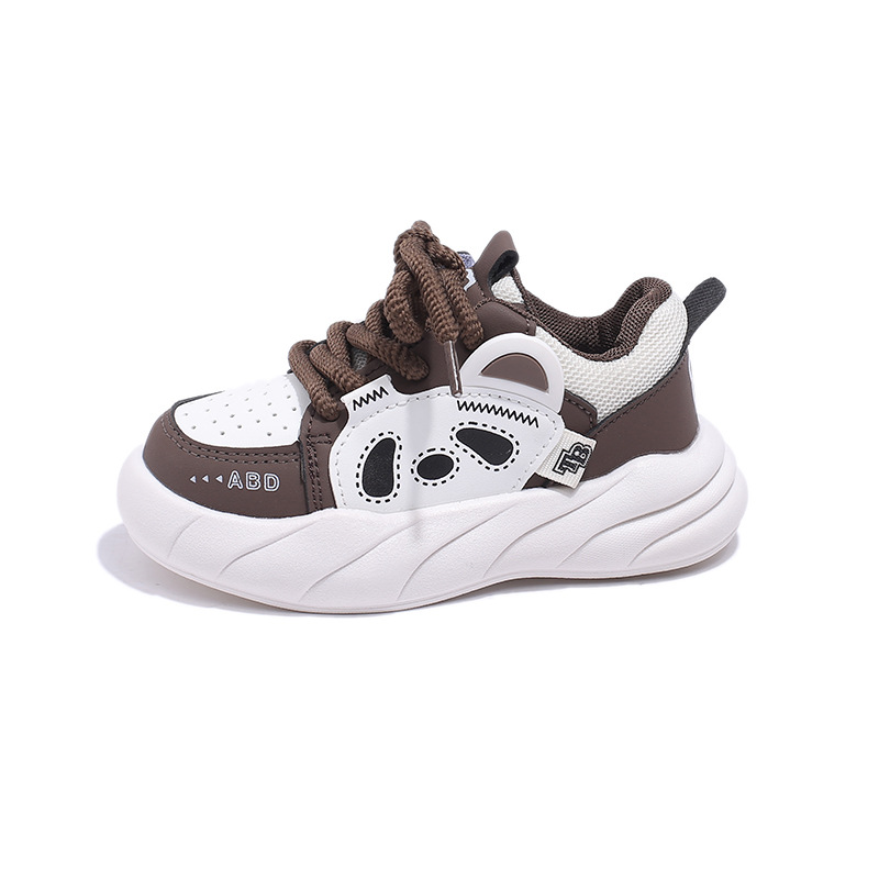 2025 Primavera y otoño Nuevos zapatos de panda de dibujos animados Suela suave antideslizante Zapatos deportivos para niños pequeños, medianos y grandes Venta al por mayor Zapatos individuales para niños