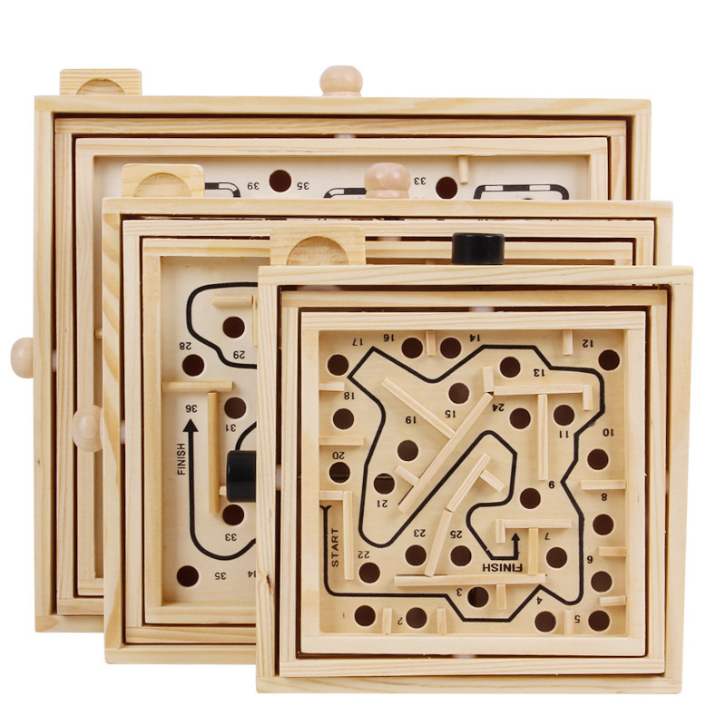 Laberinto de madera de manivela para niños y adultos juego de bola de equilibrio de escritorio interactivo pista intelectual juguete educativo