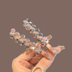 韓国のライト高級花柄ヘアアクセサリー、超キラキラクリスタルヘアピン、カモノハシクリップ、ネットセレブガールズハイエンドサイドクリップヘアピン