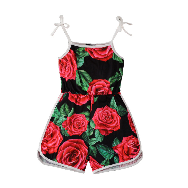 Mono para niñas Ropa para niños transfronteriza 2025 verano Amazon AliExpress nuevo mono de tirantes con estampado de flores