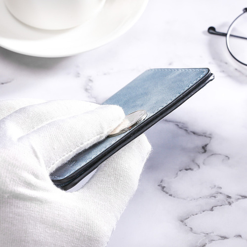 Compact Men's Ultra-Thin Mini Wallet Multi-Function Driver's License Leather Case Multi-Card Slot Anti-Magnetic ID Card Holder Ticket Clip