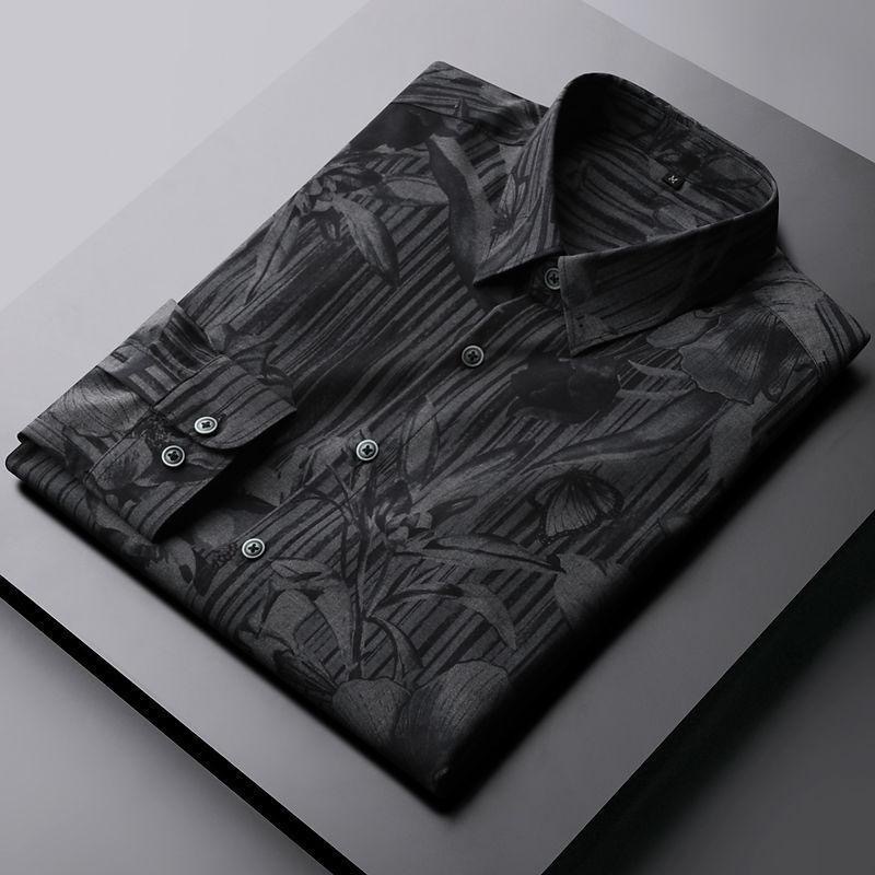 现货供应涤纶梭织印花大花型衬衣布料 数码印花平纹男装衬衫面料