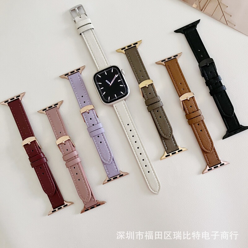 Suitable for applewatch Lambskin Straight Slimming Strap s10 Apple Watch iwatch987se Wristband
