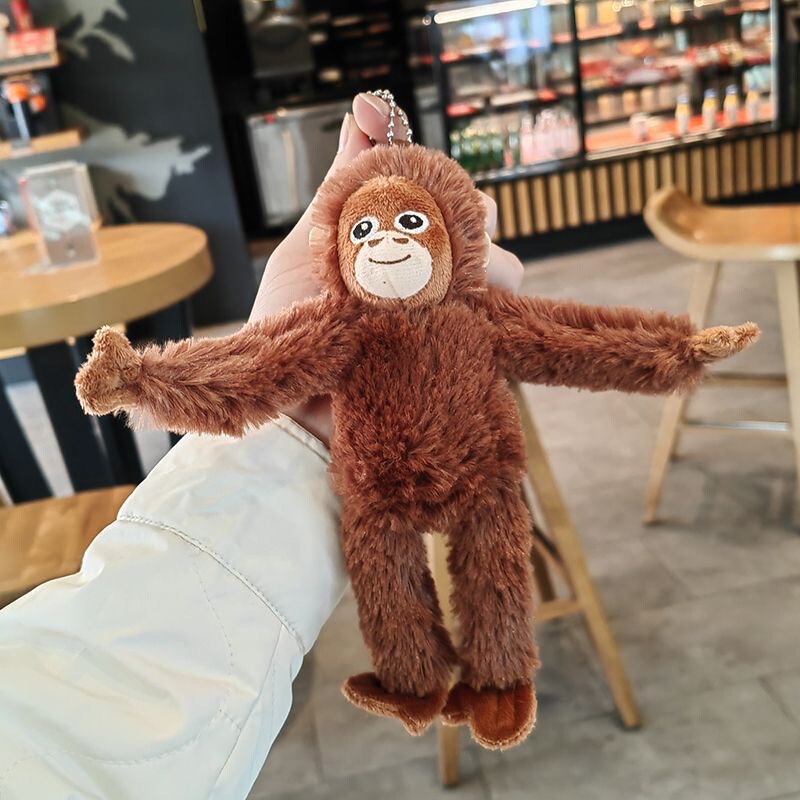 Plush gorilla monkey car keychain pendant, cute plush doll, backpack accessory