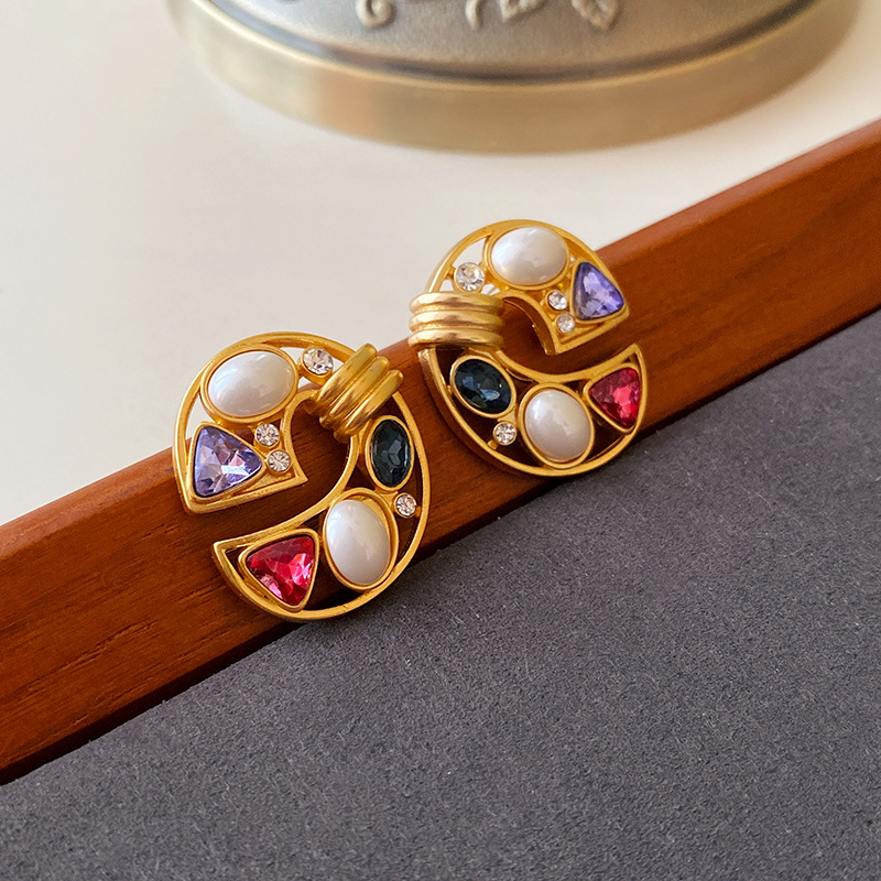 1 Pair Quantity 1 Pair Glam Geometric Plating Inlay Copper Artificial Pearls Rhinestones Drop Earrings