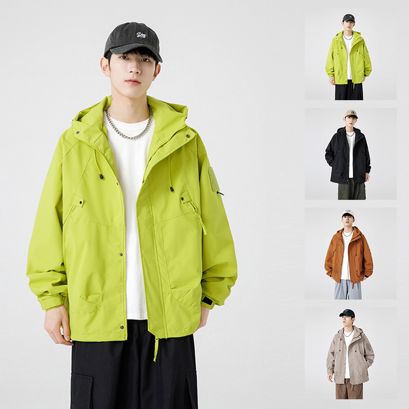 2025 Autumn New Functional Jacket Men's Trendy Brand Loose Casual Hooded Jacket Outdoor Mountaineering Windproof Jacket