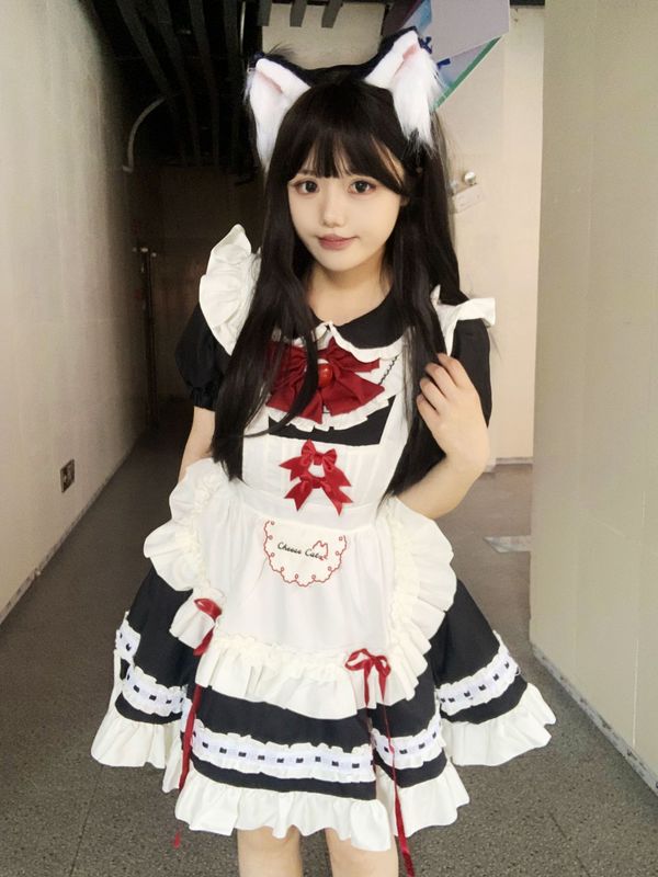 新型クロスボーダー白黒かわいいソフト妹メイドlolitaワンピース|undefined