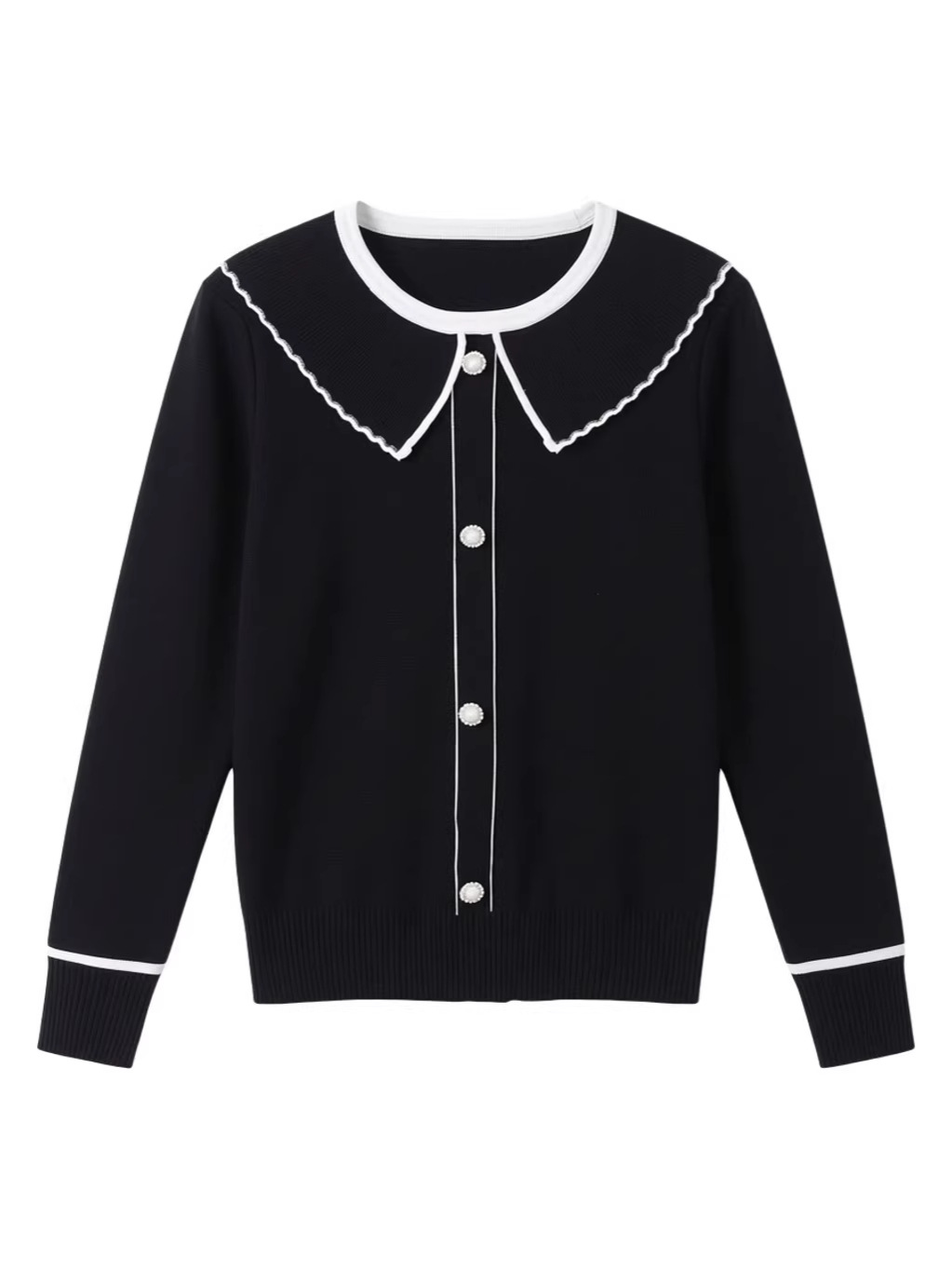 Wear a Mercerized Cotton Outer Layer with Women's Spring and Autumn Doll Collar Fake Cardigan Knitwear Sweater Jacket Top for Women