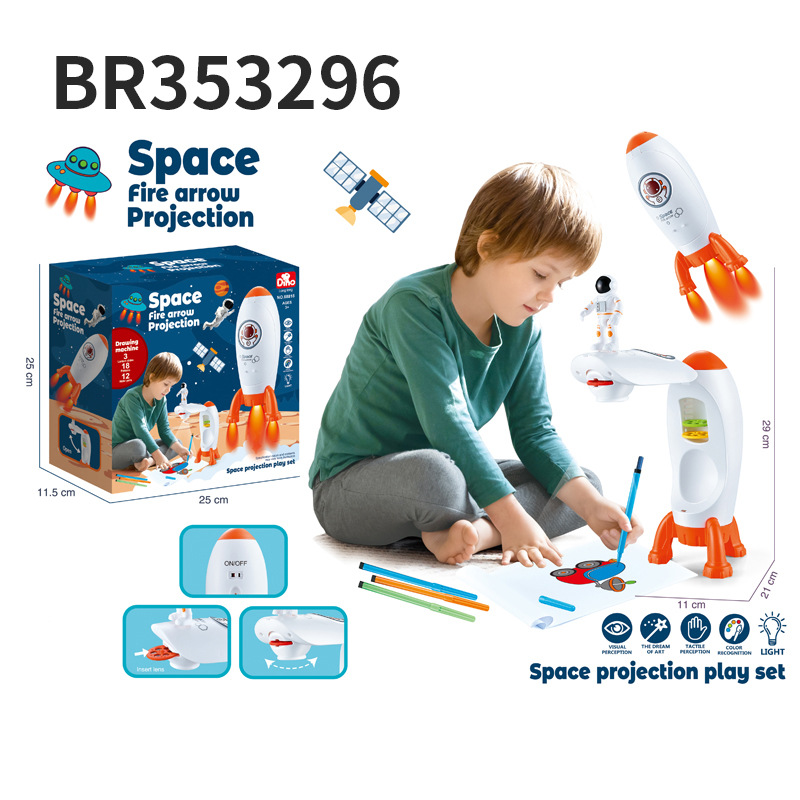 Rocket Projection Painting Machine Hand-Painted Painting Table Graffiti Writing Drawing Board Projector Early Education Toys Only for Export