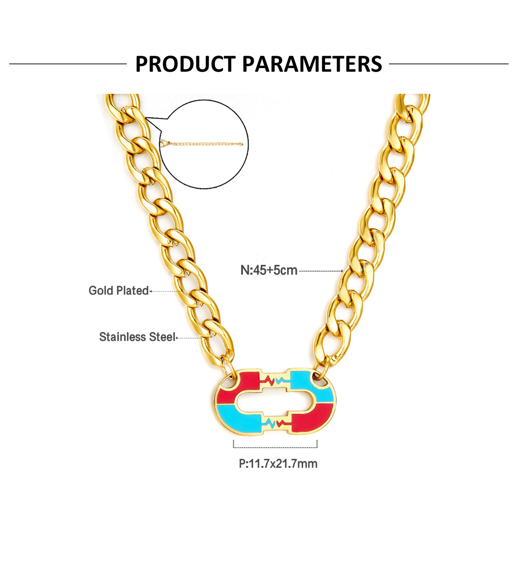 Fashion Ice Cream Heart Shape Stainless Steel Irregular Plating Pendant Necklace_colorza_6