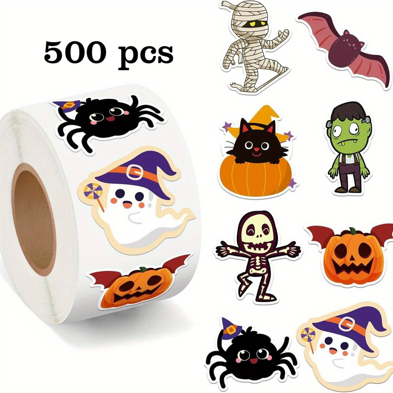 Cross-Border New 500 Stickers Halloween Graffiti Stickers 3cm Cute Pumpkin Ghost Melted Skull Spider Bat DIY Decoration