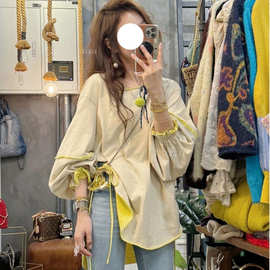 【店铺热销】超大码200斤东大门春季新款韩系别致慵懒开叉卫衣简