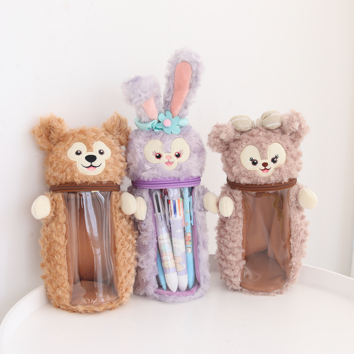 Japonés de dibujos animados lindo estrella Delu coolomi peluche lápiz caso titular la pluma popular chica corazón bolsa almacenamiento transparente regalo