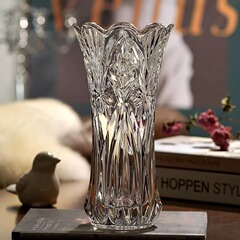 ヨーロッパのクリスタルガラスの花瓶、厚い家庭用家具、花、富の竹の花瓶、リビングルームの装飾
