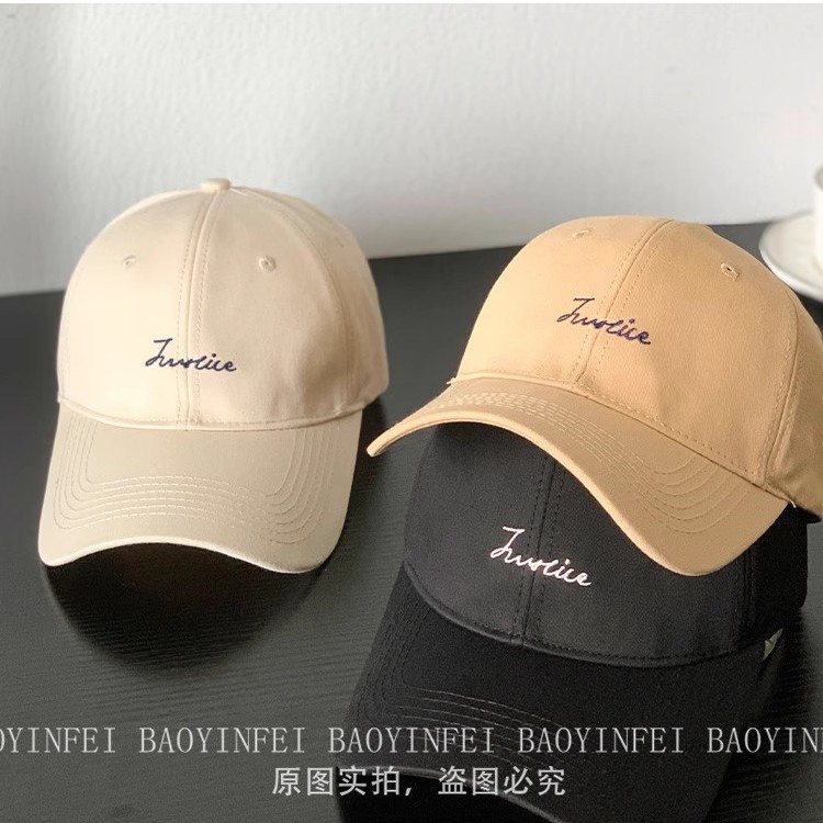 Caqui letras bordadas sombrero de béisbol mujer coreana cara gorra de lengua de pato amplio borde de sombrero de cabeza grande gorra de moda