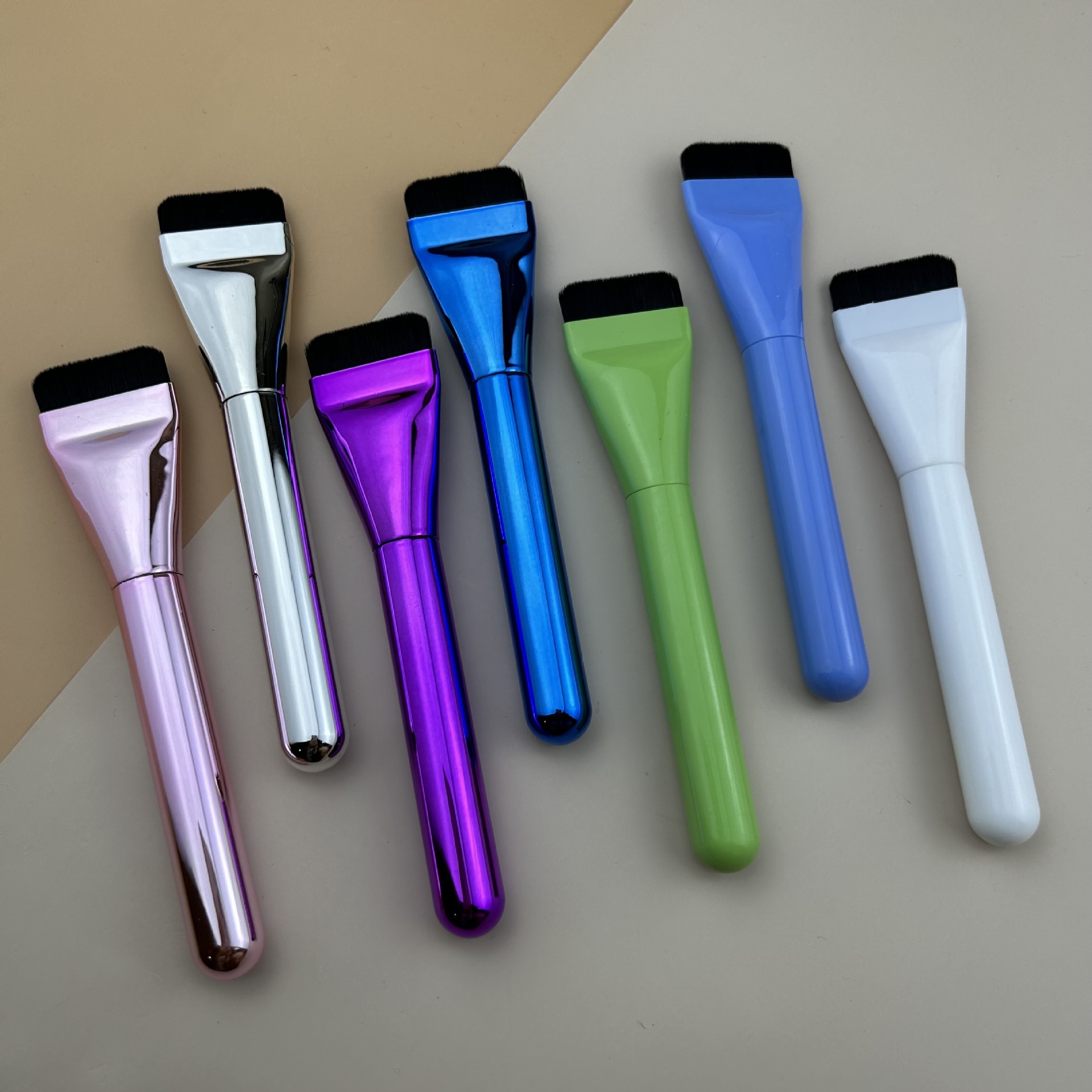 Cepillo de base en línea, sin marcas, sin polvo, cepillo corrector, cepillo de mascarilla, cepillo de base líquida de cabeza plana, cepillo de maquillaje al por mayor