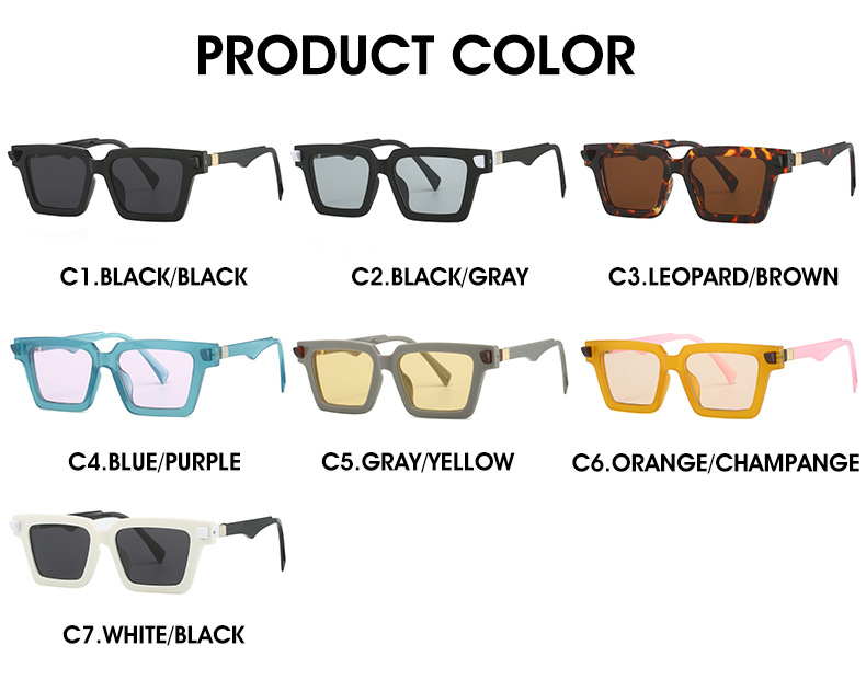 Casual Bloque De Color Ordenador Personal Cuadrado Fotograma Completo Gafas De Sol Mujer display picture 5