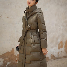 长款羽绒服女新款白鸭绒过膝加厚收腰2024年冬季新款修身显瘦洋气