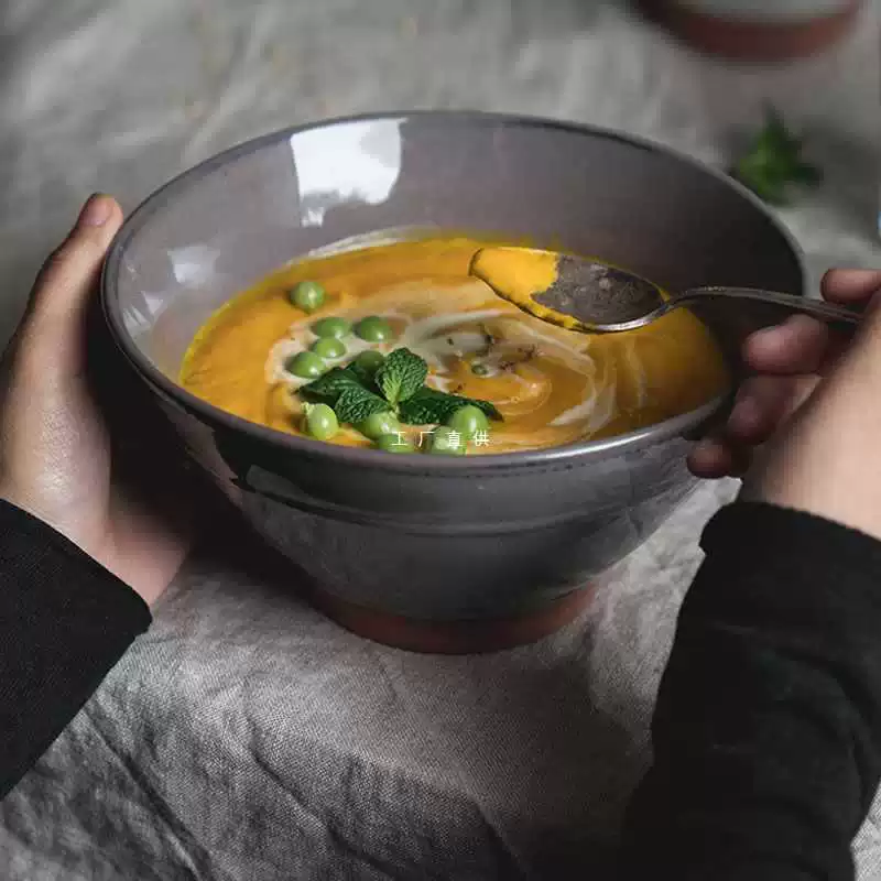 Ceramic big soup bowl, tableware, megaphone