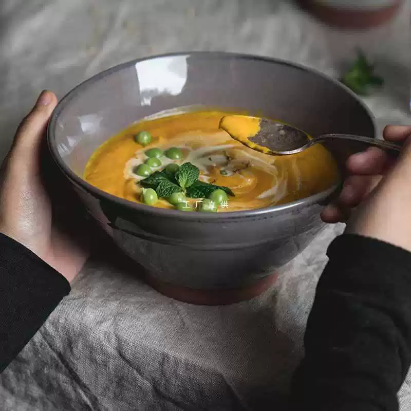 Ceramic big soup bowl, tableware, megaphone
