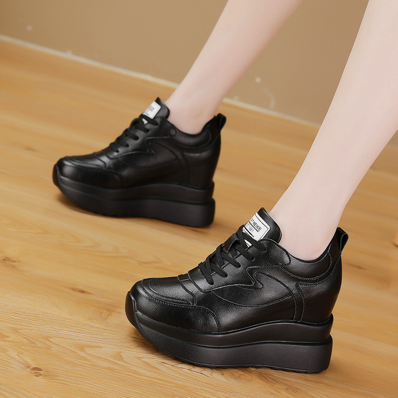 트렌디한 2024년 가을 신상 두꺼운 밑창 플랫폼 키높이 캐주얼 화이트 슈즈 여성화 도매