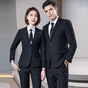 Men's and Women's Suits Black Business Formal Wear Training Institution Old Teacher Work Clothes Bank Slim Professional Suit